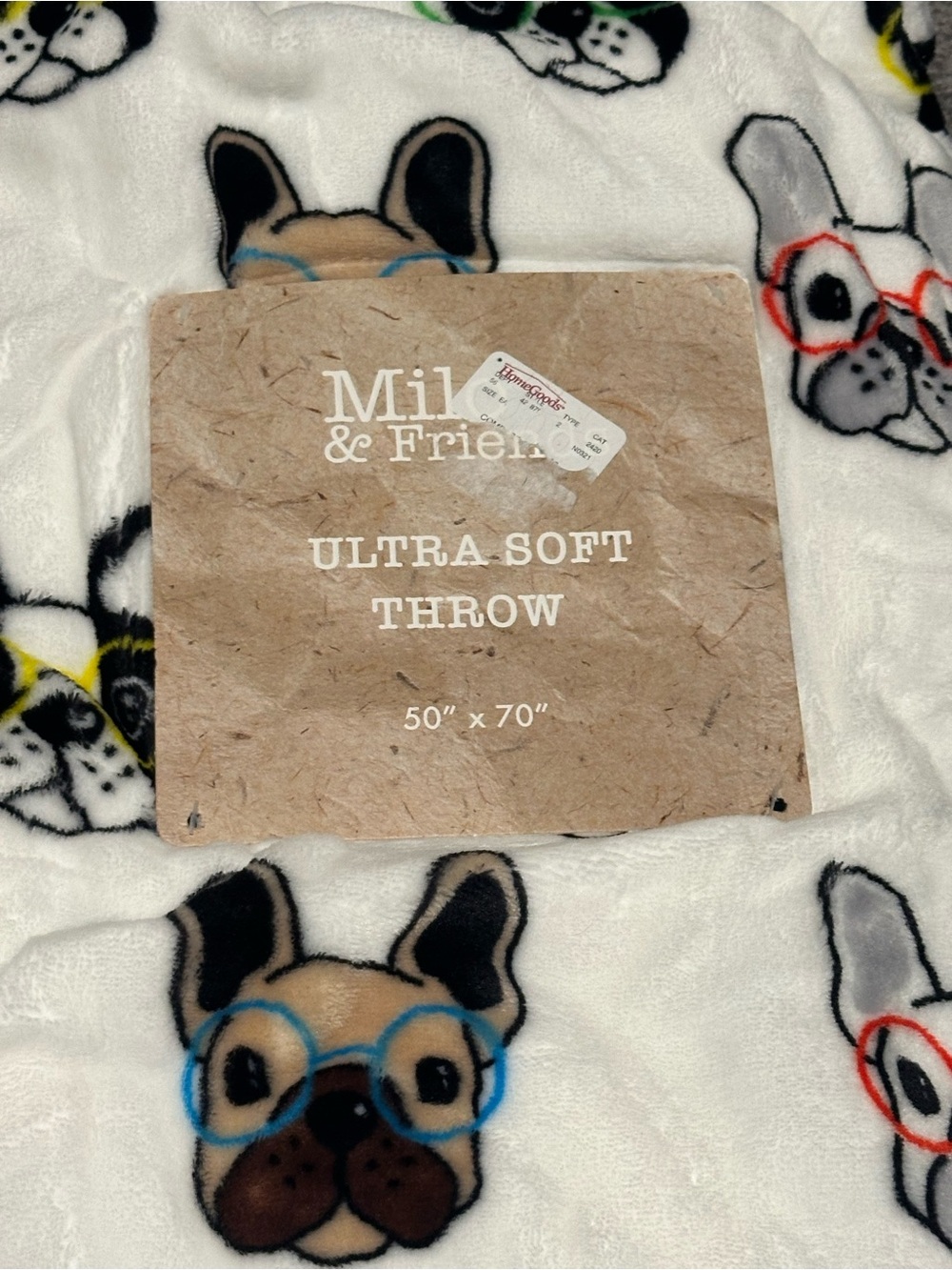 Milo & Friends French Bulldog Throw Blanket - Picture 3 of 5